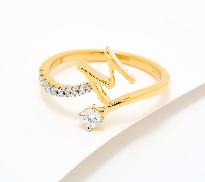 Fire Light Lab Grown Diamond 0.25 cttw Yellow Initial Ring — View 41