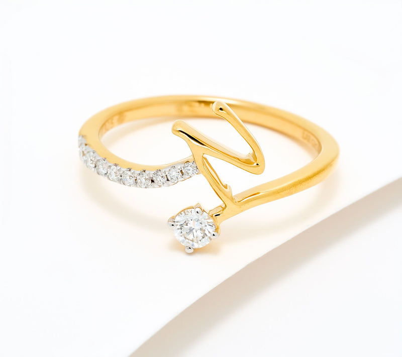 Fire Light Lab Grown Diamond 0.25 cttw Yellow Initial Ring — View 42