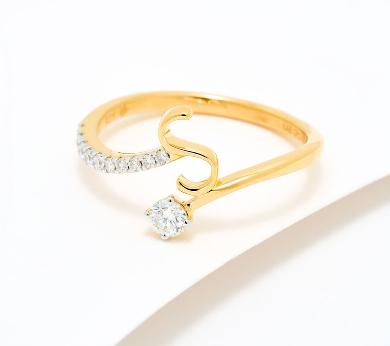 Fire Light Lab Grown Diamond 0.25 cttw Yellow Initial Ring — View 47