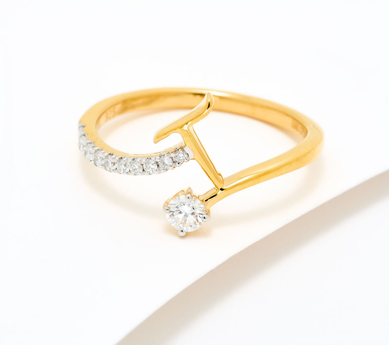 Fire Light Lab Grown Diamond 0.25 cttw Yellow Initial Ring — View 48