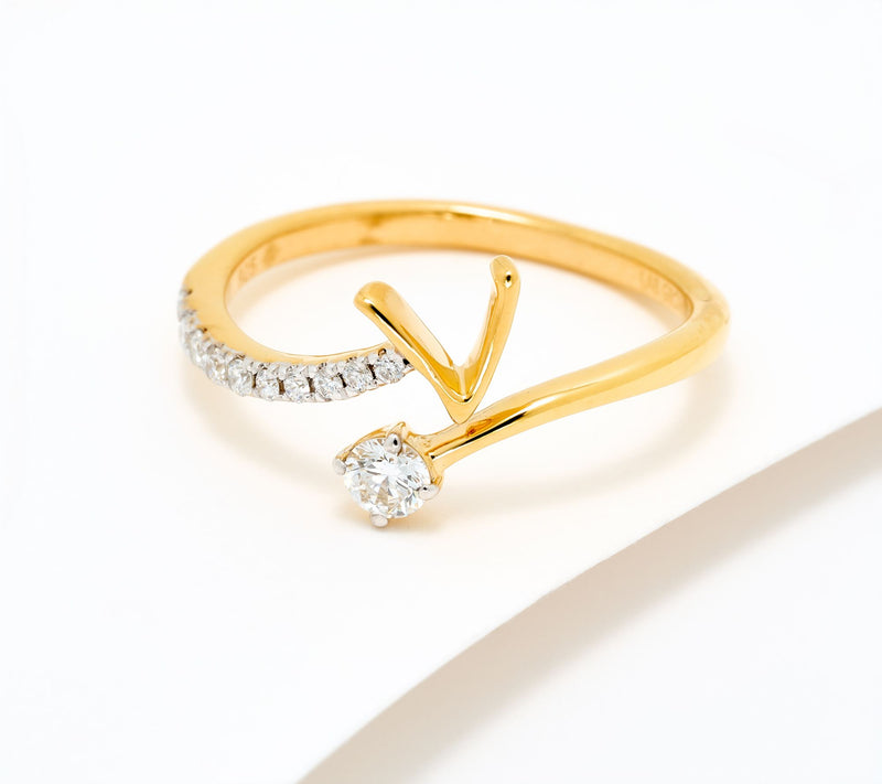 Fire Light Lab Grown Diamond 0.25 cttw Yellow Initial Ring — View 50