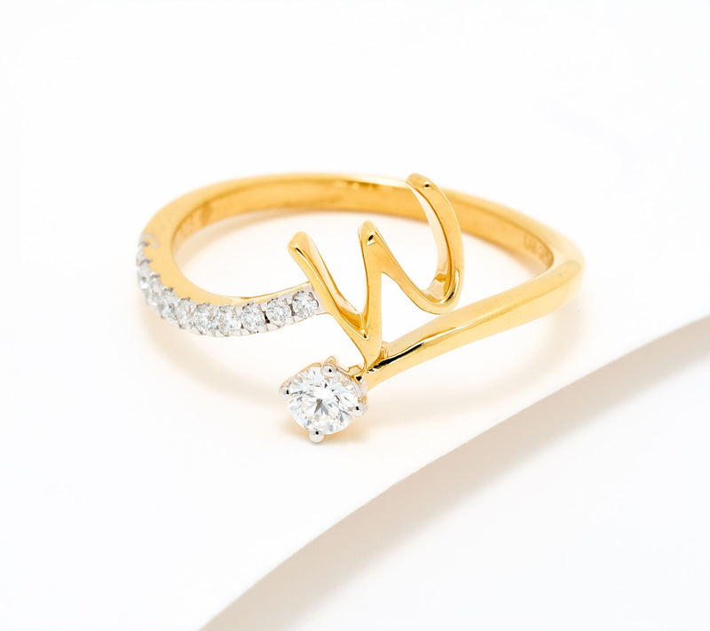 Fire Light Lab Grown Diamond 0.25 cttw Yellow Initial Ring — View 51