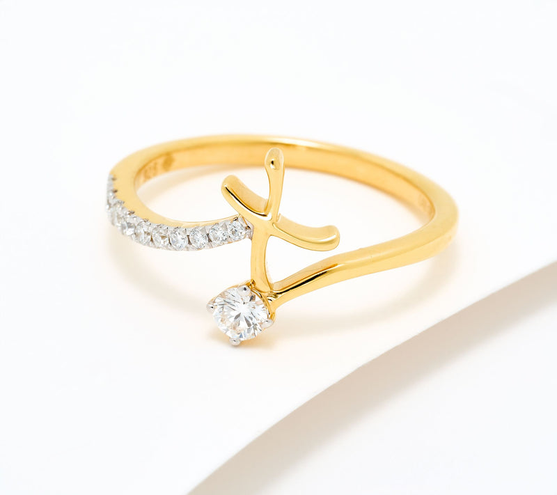 Fire Light Lab Grown Diamond 0.25 cttw Yellow Initial Ring — View 52