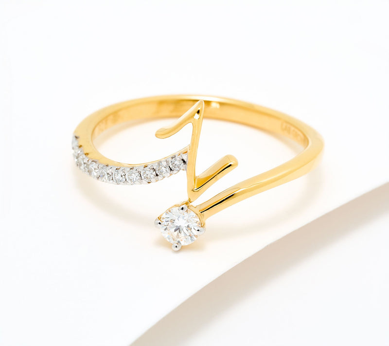 Fire Light Lab Grown Diamond 0.25 cttw Yellow Initial Ring — View 54