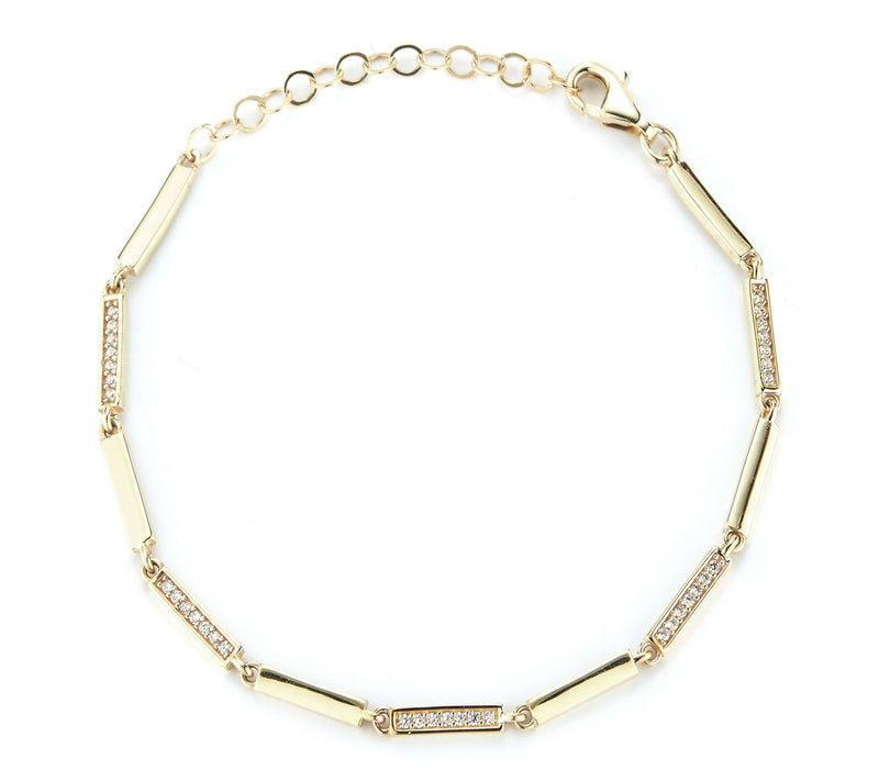 Sterlina Silver Pave Bar Chain Ankle Bracelet,Sterling — View 8