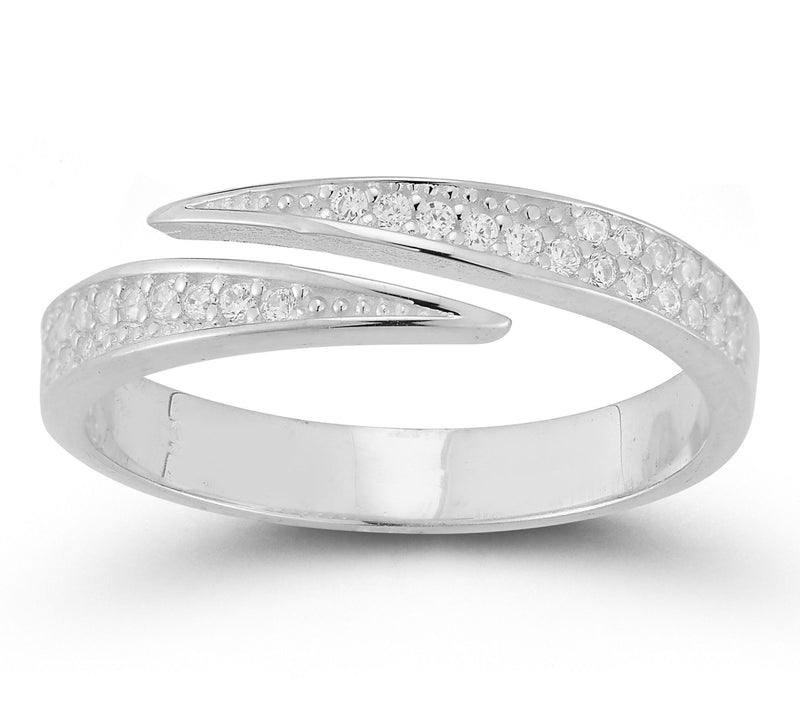 Sterlina Silver Pave Bypass Band Ring, Sterling — View 8