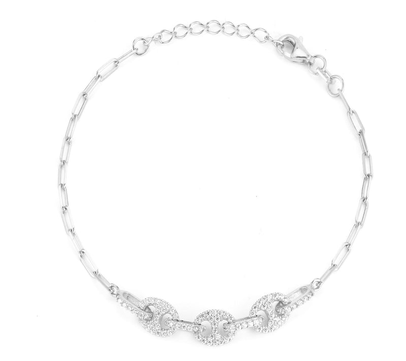 Sterlina Silver Pave Triple Mariner Bracelet, Sterling — View 7