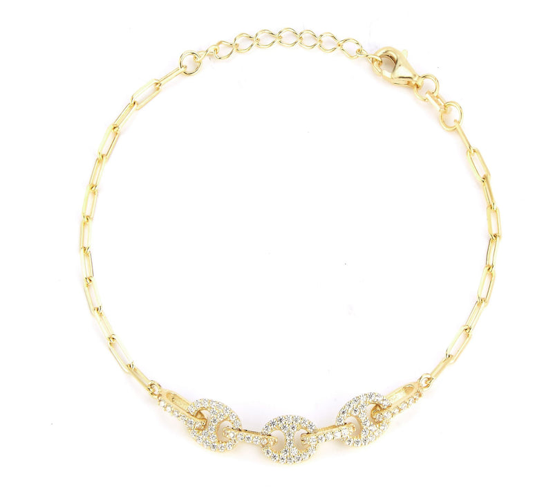 Sterlina Silver Pave Triple Mariner Bracelet, Sterling — View 8