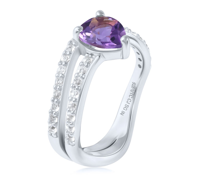 Christian James Sterling Silver Ripple Pear Gemstone Wrap Ring — View 2