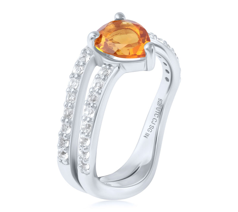 Christian James Sterling Silver Ripple Pear Gemstone Wrap Ring — View 4