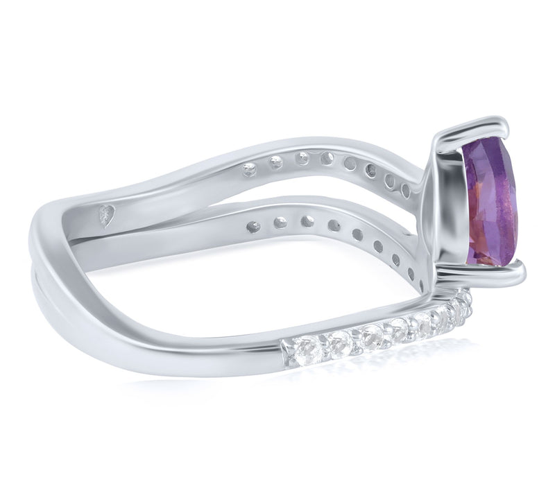 Christian James Sterling Silver Ripple Pear Gemstone Wrap Ring — View 3