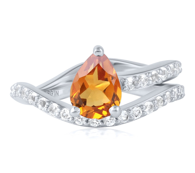 Christian James Sterling Silver Ripple Pear Gemstone Wrap Ring — View 5