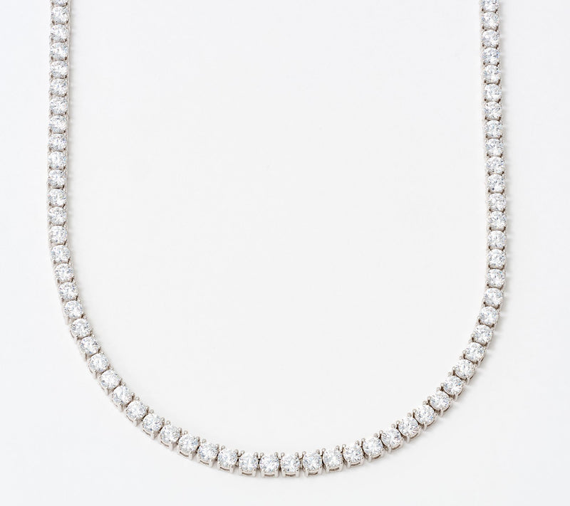 Diamonique Choice of Cut 3mm Tennis Necklace, Sterling Silver — Main view