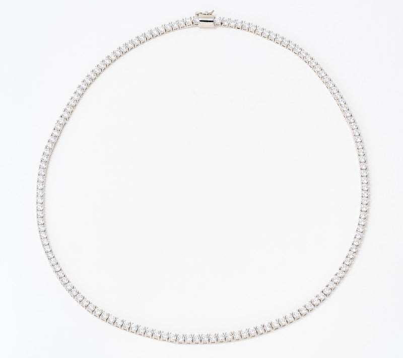 Diamonique Choice of Cut 3mm Tennis Necklace, Sterling Silver — View 2
