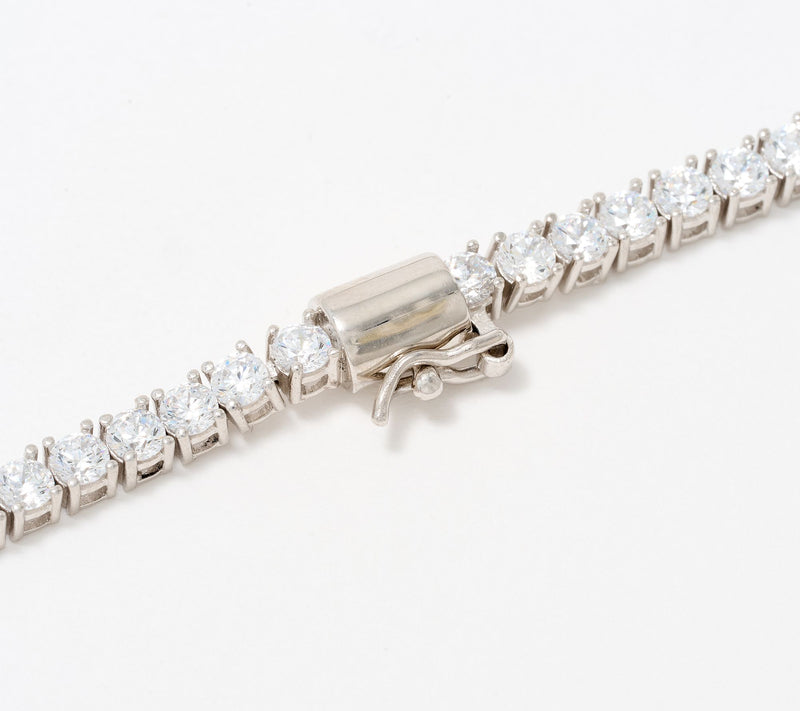 Diamonique Choice of Cut 3mm Tennis Necklace, Sterling Silver — View 3