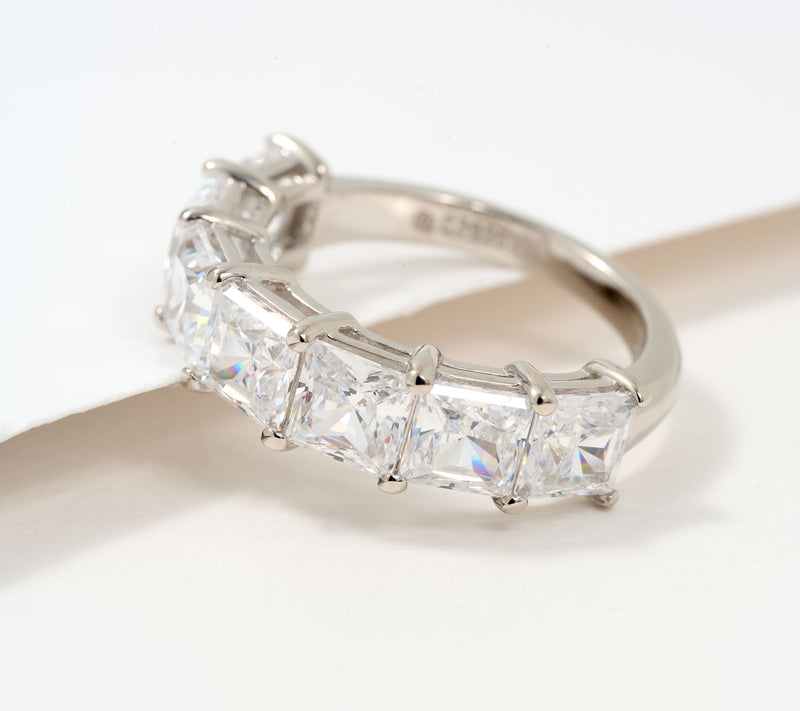 Diamonique Choice of Cut 7-Stone Band Ring, Sterling Silver — View 10