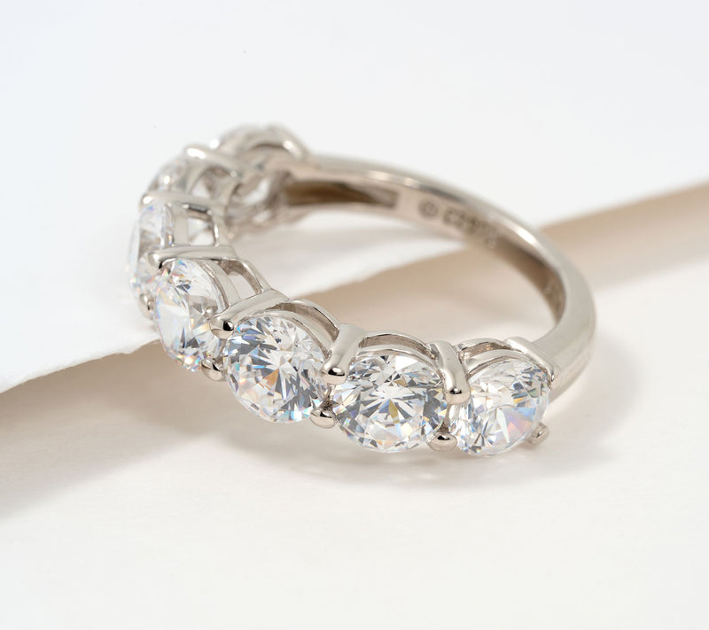 Diamonique Choice of Cut 7-Stone Band Ring, Sterling Silver — View 7