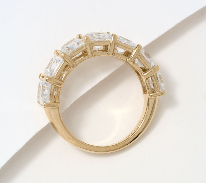 Diamonique Choice of Cut 7-Stone Band Ring, 14k Gold Plated — View 2