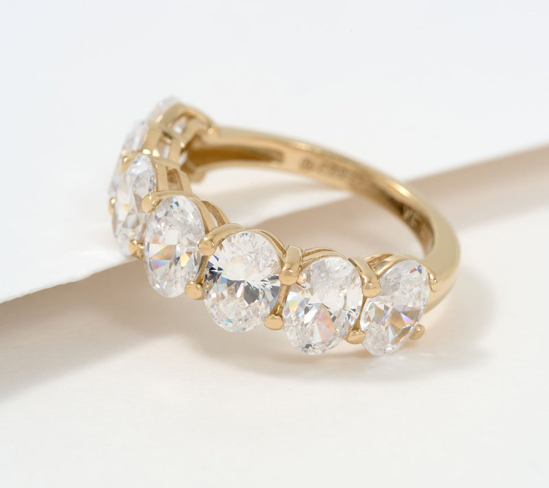 Diamonique Choice of Cut 7-Stone Band Ring, 14k Gold Plated — View 8