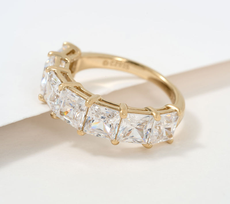 Diamonique Choice of Cut 7-Stone Band Ring, 14k Gold Plated — View 5