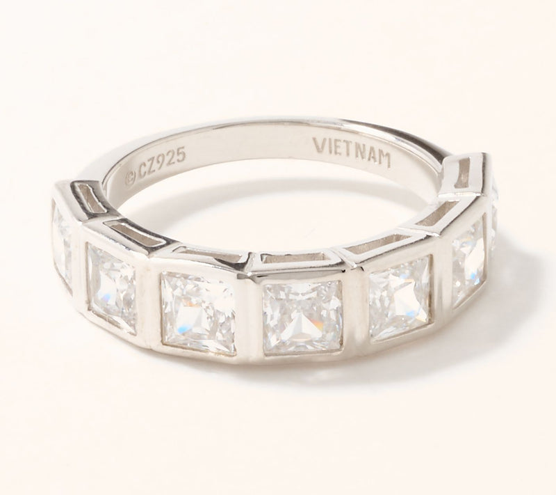 Diamonique North-South Half Eternity Band Ring, Sterling Silver — Main view