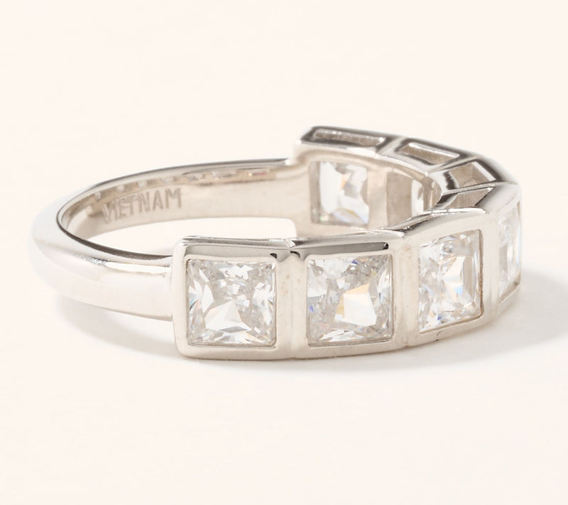Diamonique North-South Half Eternity Band Ring, Sterling Silver — View 2