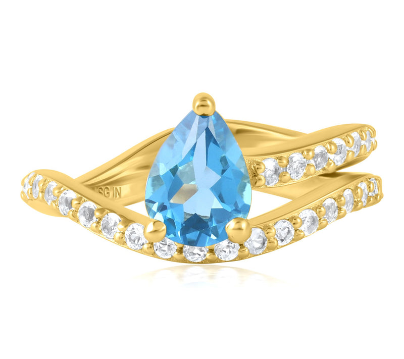 Christian James 14K Gold Clad Ripple Pear Gemstone Wrap Ring — View 7