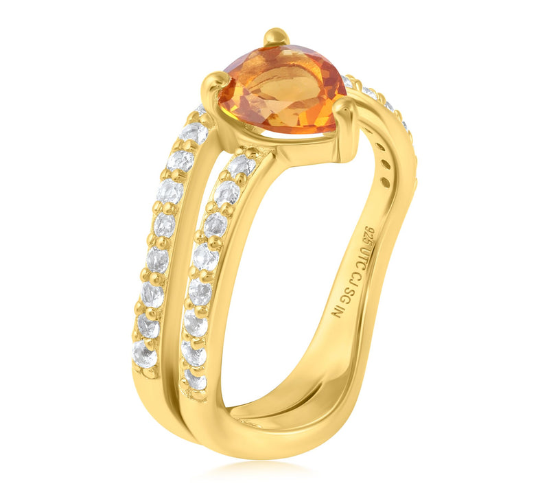 Christian James 14K Gold Clad Ripple Pear Gemstone Wrap Ring — View 5