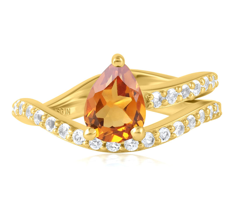 Christian James 14K Gold Clad Ripple Pear Gemstone Wrap Ring — View 4