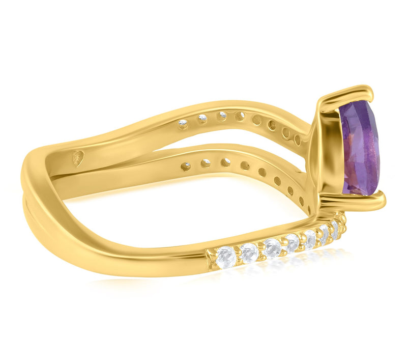 Christian James 14K Gold Clad Ripple Pear Gemstone Wrap Ring — View 3