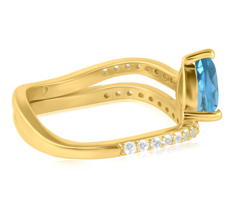 Christian James 14K Gold Clad Ripple Pear Gemstone Wrap Ring — View 8