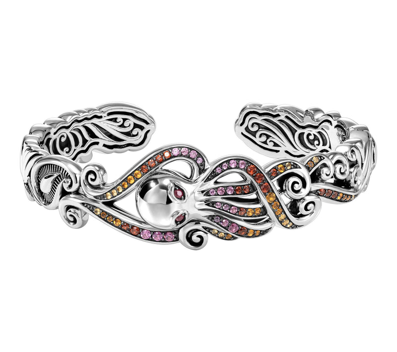 Third Person Sterling Silver a & Soul Gemstone Octopus Cuff — Main view