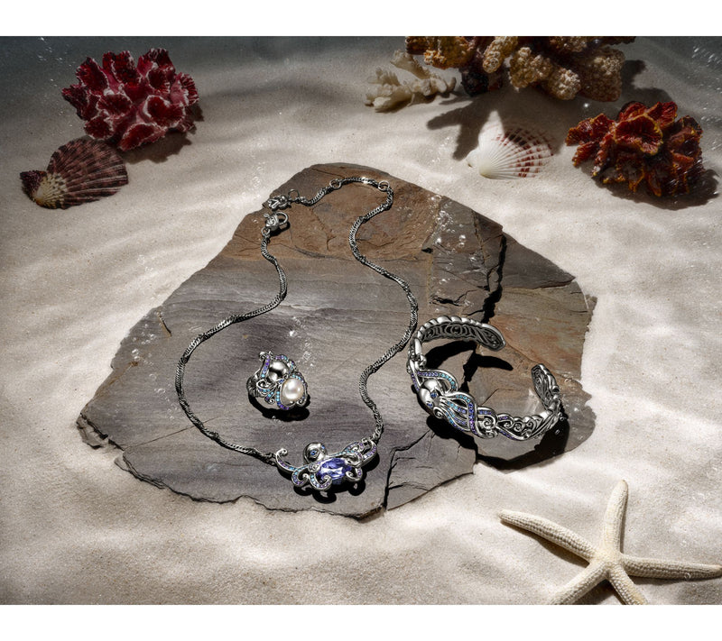 Third Person Sterling Silver a & Soul Gemstone Octopus Cuff — View 7