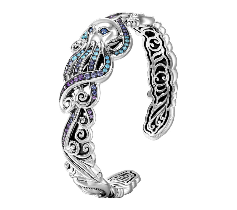 Third Person Sterling Silver a & Soul Gemstone Octopus Cuff — View 2