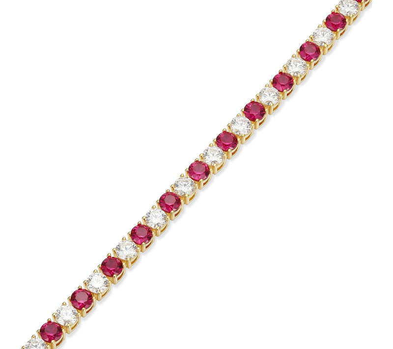 Moissanite & Created Ruby Tennis Bracelet, 18KGold Plated — View 4