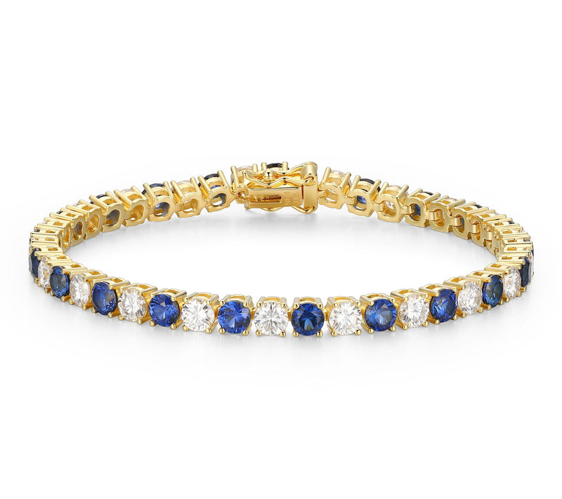 Moissanite & Created Sapphire Tennis Bracelet,18k Gold Plated — Main view