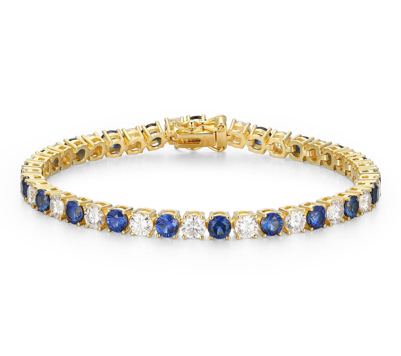 Moissanite & Created Sapphire Tennis Bracelet,18k Gold Plated — View 7