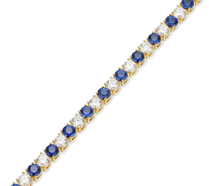 Moissanite & Created Sapphire Tennis Bracelet,18k Gold Plated — View 4