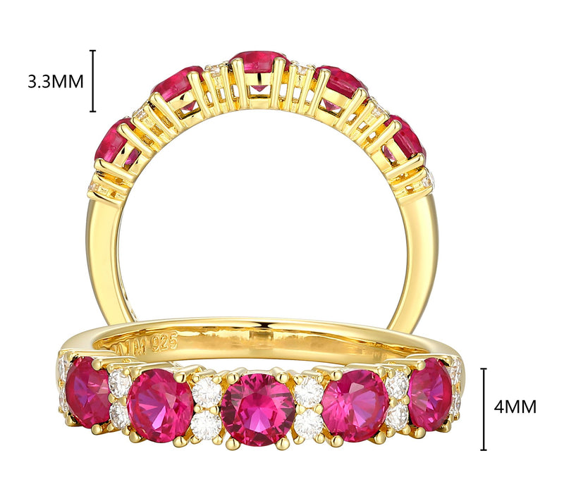Moissanite & Created Ruby Ring, 18K Gold Plated — View 3