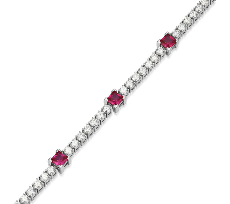 Moissanite & Created Ruby Tennis Bracelet, Sterling Silver — View 4