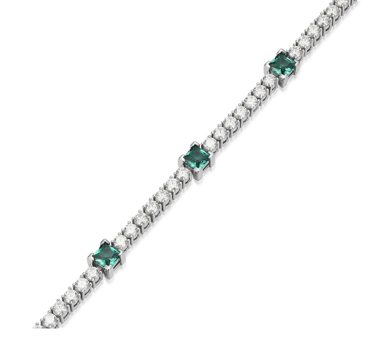 Moissanite & Created Green Quartz Tennis Bracelet, Sterling — View 4