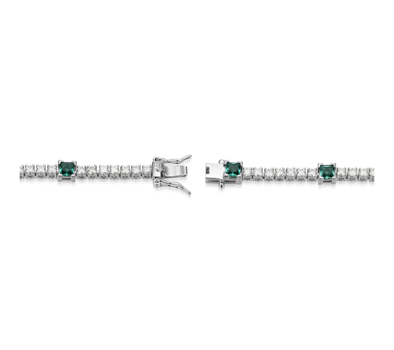Moissanite & Created Green Quartz Tennis Bracelet, Sterling — View 3