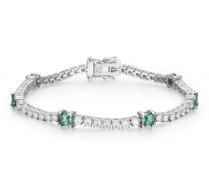 Moissanite & Created Green Quartz Tennis Bracelet, Sterling