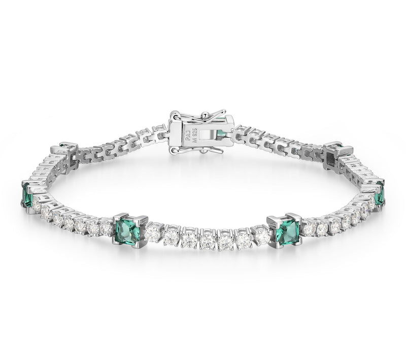 Moissanite & Created Green Quartz Tennis Bracelet, Sterling — Main view