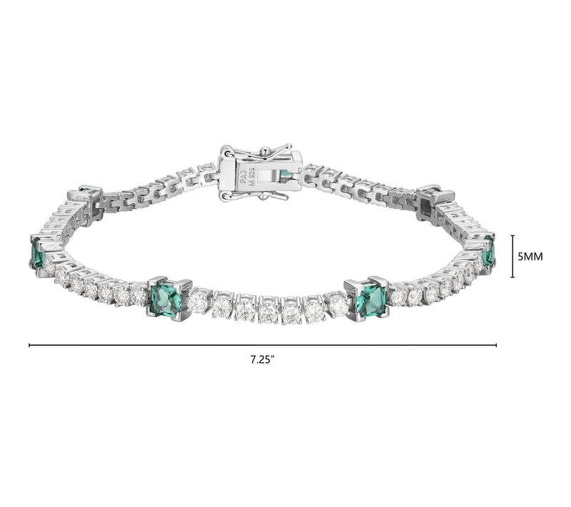 Moissanite & Created Green Quartz Tennis Bracelet, Sterling — View 5