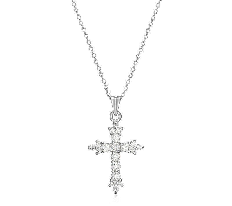 Moissanite 1.00 cttw Cross Pendant w/ Chain, Sterling Silver — Main view