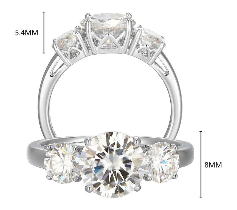Moissanite 2.40 cttw 3-Stone Ring, Sterling Silver — View 5