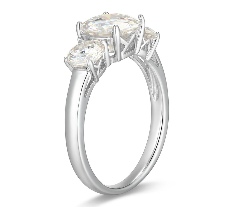 Moissanite 2.40 cttw 3-Stone Ring, Sterling Silver — View 4