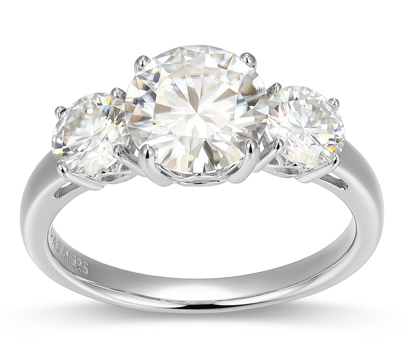 Moissanite 2.40 cttw 3-Stone Ring, Sterling Silver — View 3