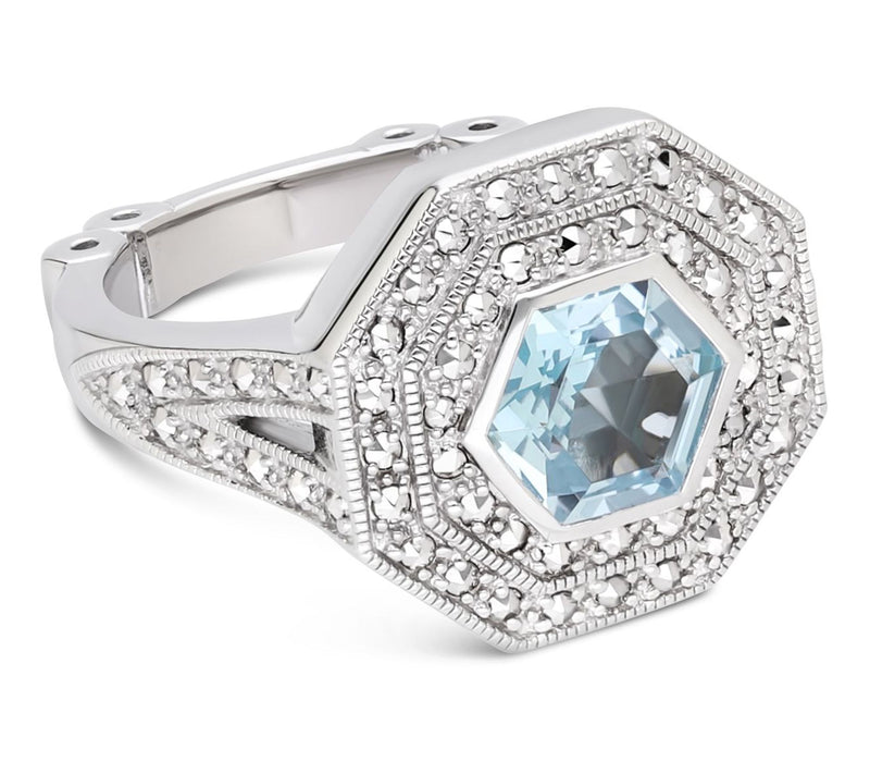 Dallas Prince Sterling Chrome Marcasite & Gemstone Ring — View 5